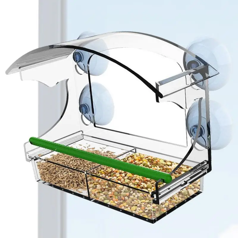 Birds Window Feeder Transparent Bird Window Feeder In Acrylic Feeder With Perch Weatherproof Bird Feeders For Chickadees For