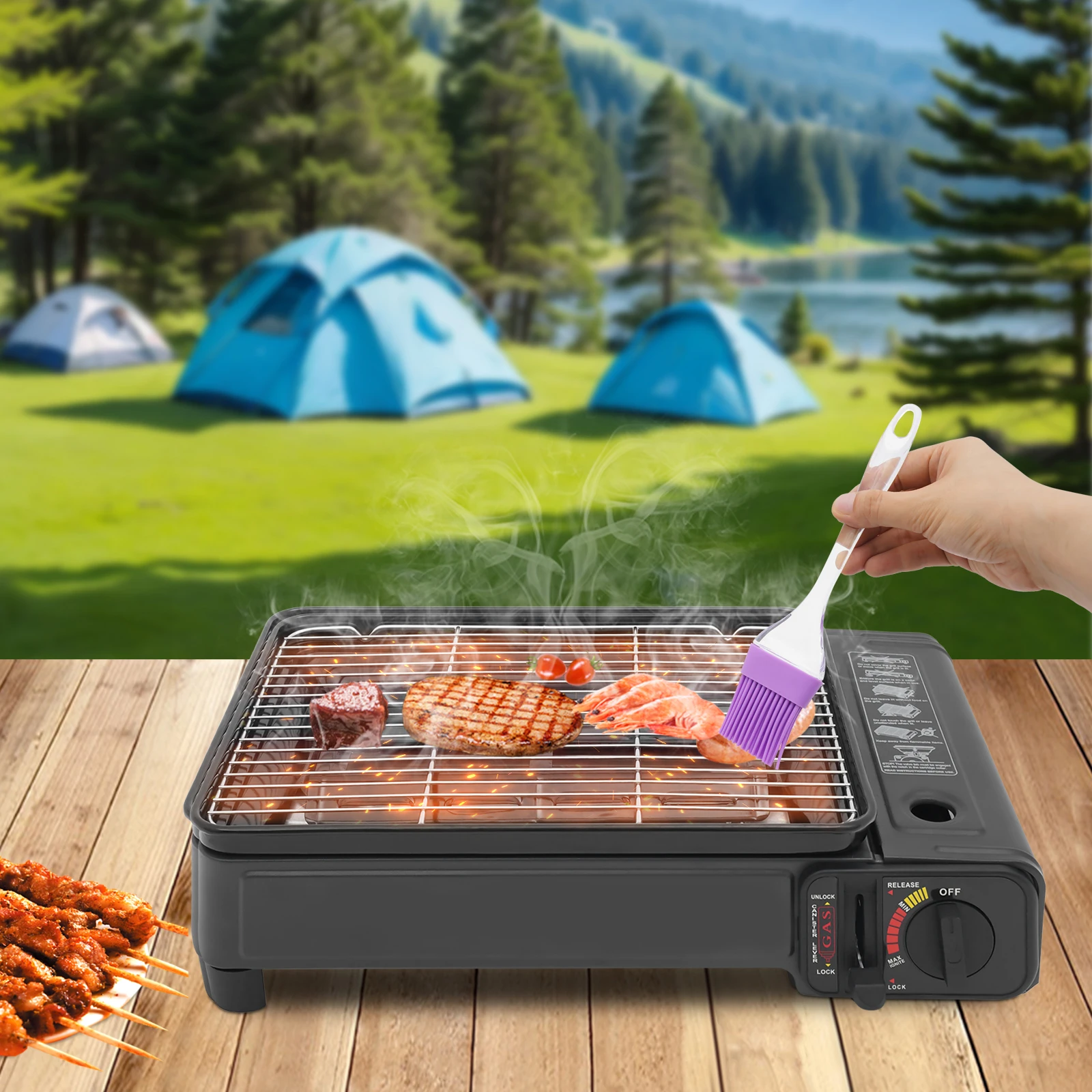 Tragbarer 2,2 kW Butan-Grill-H – Camping Cooking Meat Bewertung und Preis