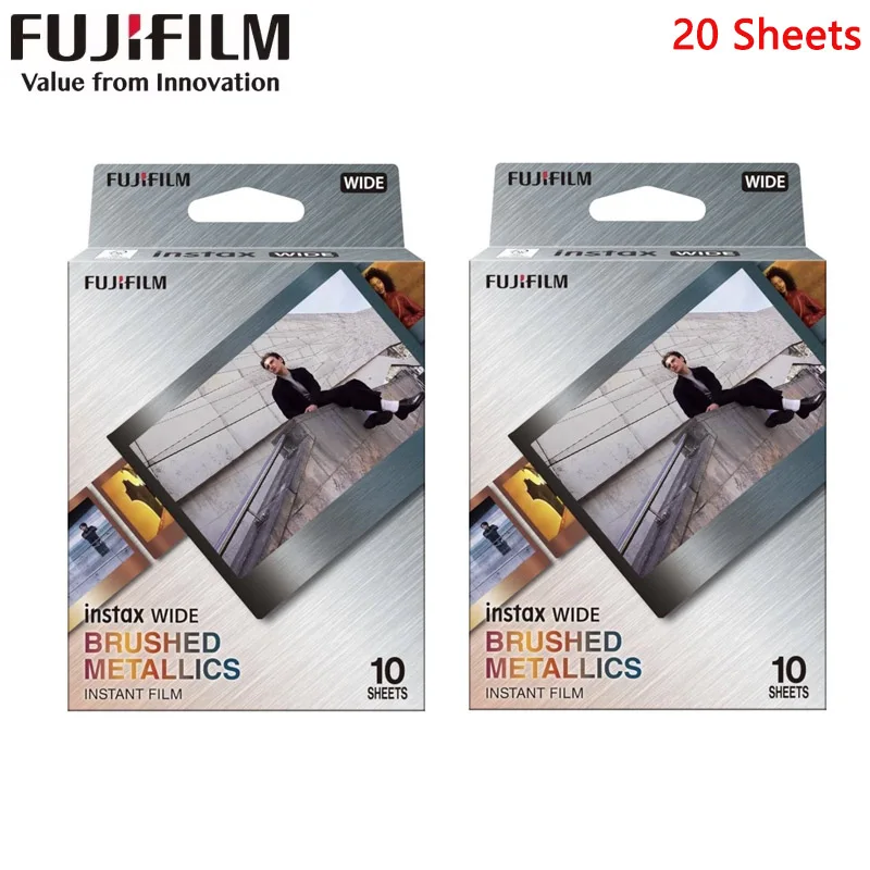 

Fujifilm Instax Широкая 5-дюймовая пленка Черно-белая / BRUSHED Мгновенно-белая фотобумага с белыми краями 10–50 листов для Fuji WIDE100/200/300