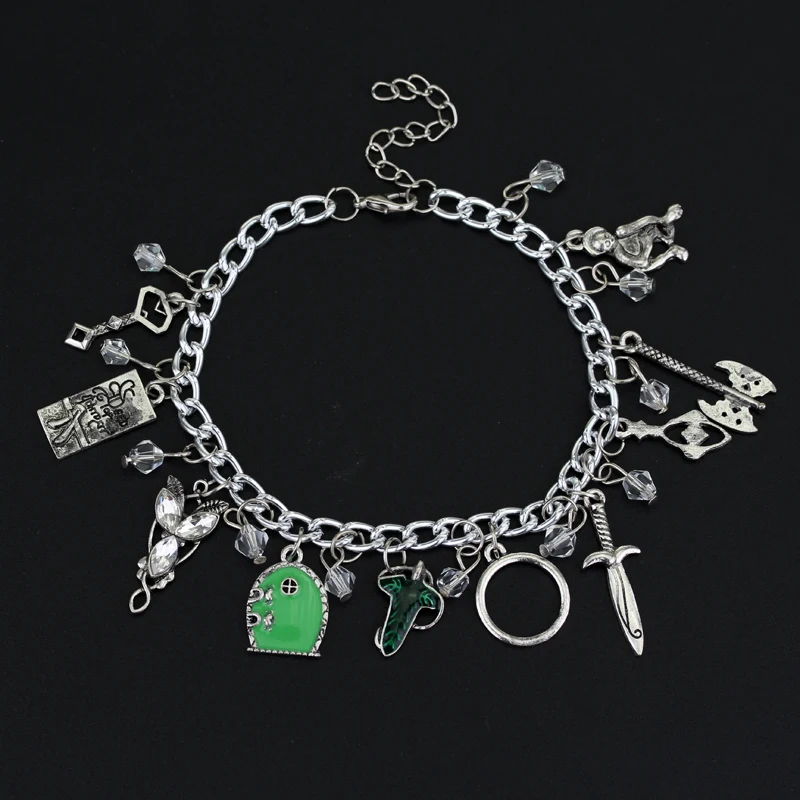 Elven Leaf Arwen Evenstar Frodo Feet Axe Sword Bow Wizard Fairy Door Metal Bracelet & Bangles For Women Crystal beads bracelet