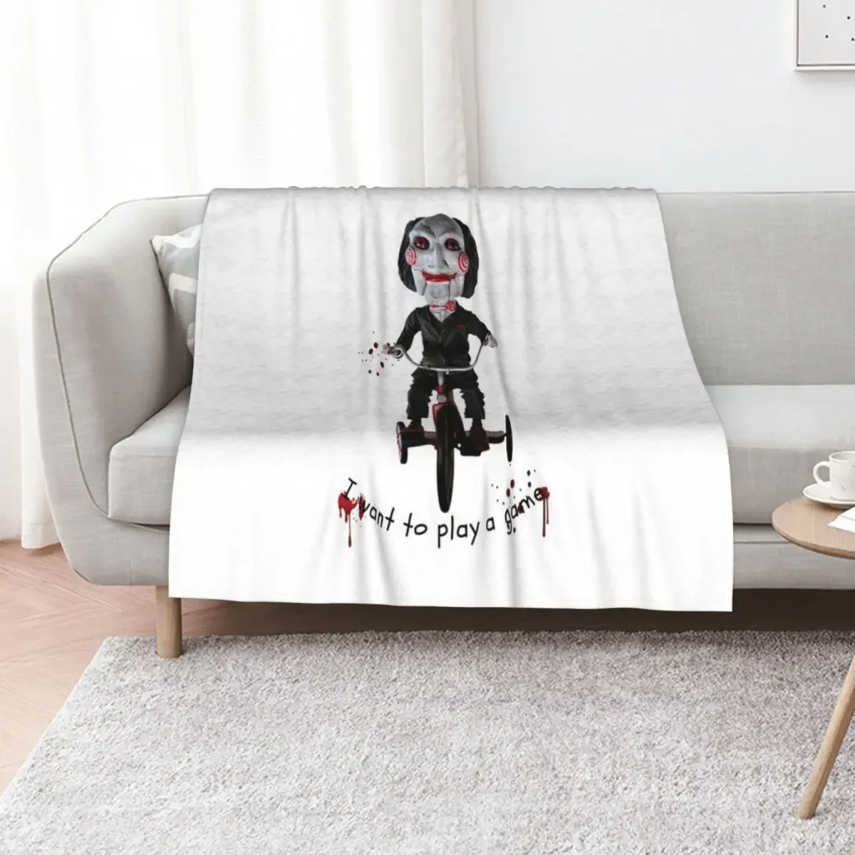 

SAW - Jigsaw - I want to play a game Throw Blanket halloween Decorative Sofas wednesday Hairys Blankets