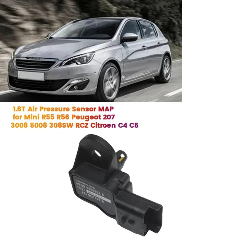 0261230134 1.6T Air Intake Pressure Sensor MAP 1922R6 V753506980 For Mini Peugeot 207 3008 5008 308SW RCZ Citroen C4 C5