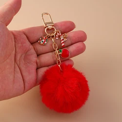 Aihua 15 colors Fluffy Fur Pom Pom Keychain Soft Faux Rabbit Fur Ball Car Keyring Pompom Key Chains Key holder Women Bag Pendant