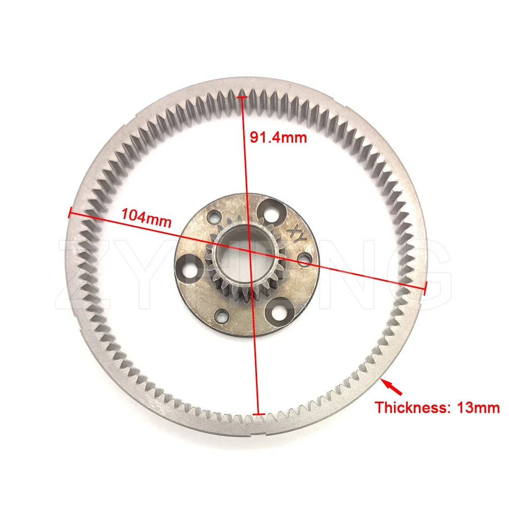 Electric Vehicle Motor Gear Ring Metal Pinions 93 Tooth Outer Diameter 104mm for Bafang Motor 36T 38mm Gears and 70mm Clutch