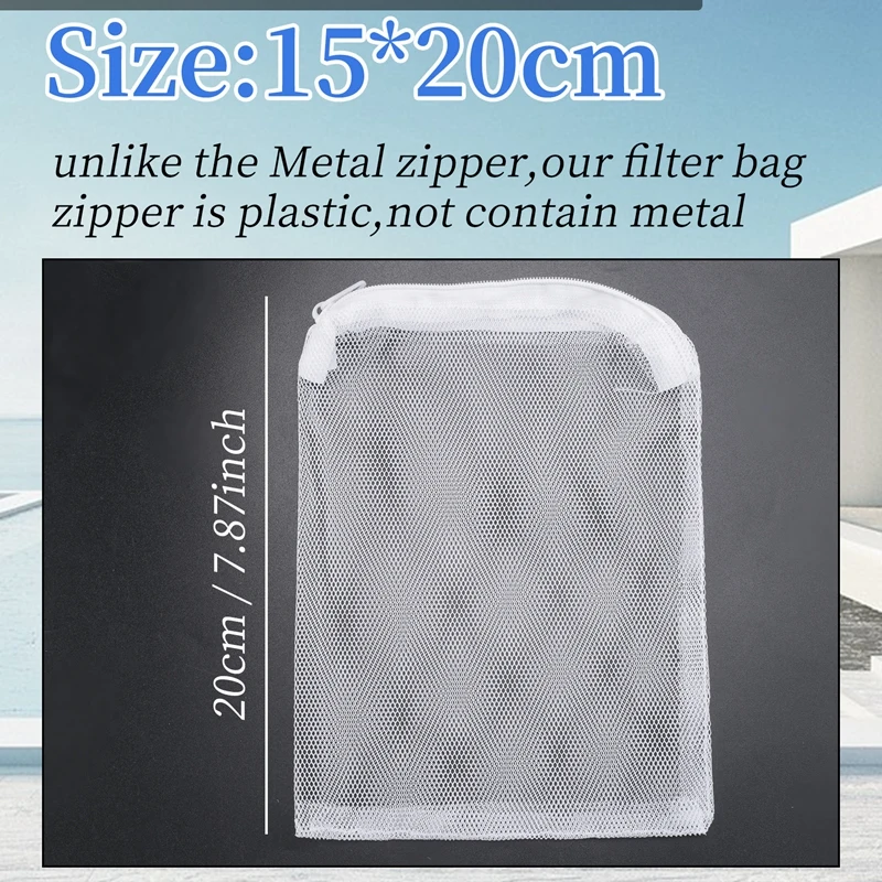 A01F-24 Buah Tas Filter Akuarium Tas Filter Jaring Media Tas Jaring Dapat Digunakan Kembali untuk Karbon Granular, Bioball Putih dan Hitam