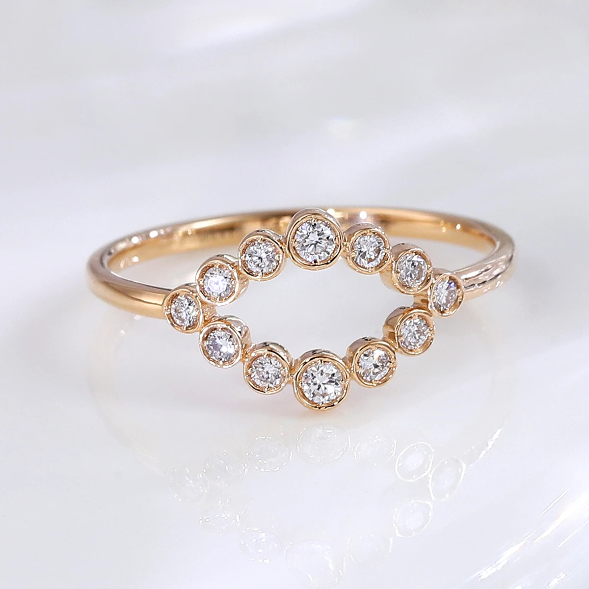 Provence 18K/14K/10K Gold Round Cut DEF/VS Bezel Set Lab-Grown Diamond Bridal Daily Wear Ring Anniversary gift