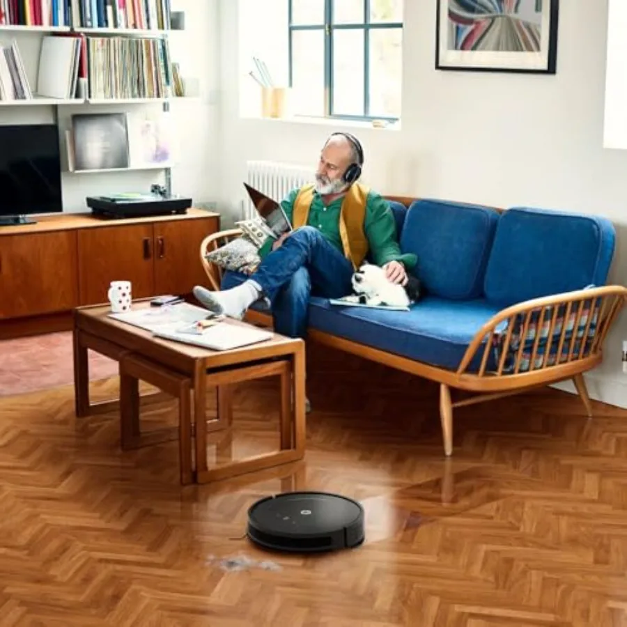 Roomba Y051020 Combo 2 Essential Robot Auto Leeg Vac Mop voor harde vloeren Zwart Zelfledigend en dweilen met slimme navigatie