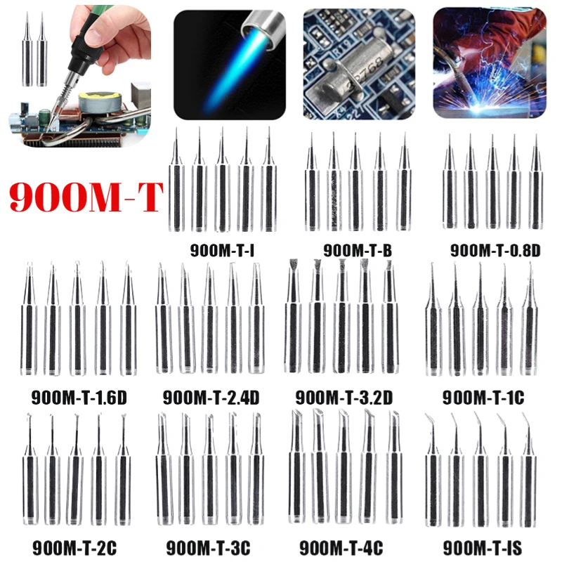 5/8pcs 900M-T do lutowania miedzi żelazne wiertło zamiennik spawanie elektryczne żeliwna głowica do lutowania I/B/1C/2C/3C/4C/IS/0.8D/1.6D/2.4D/3.2D