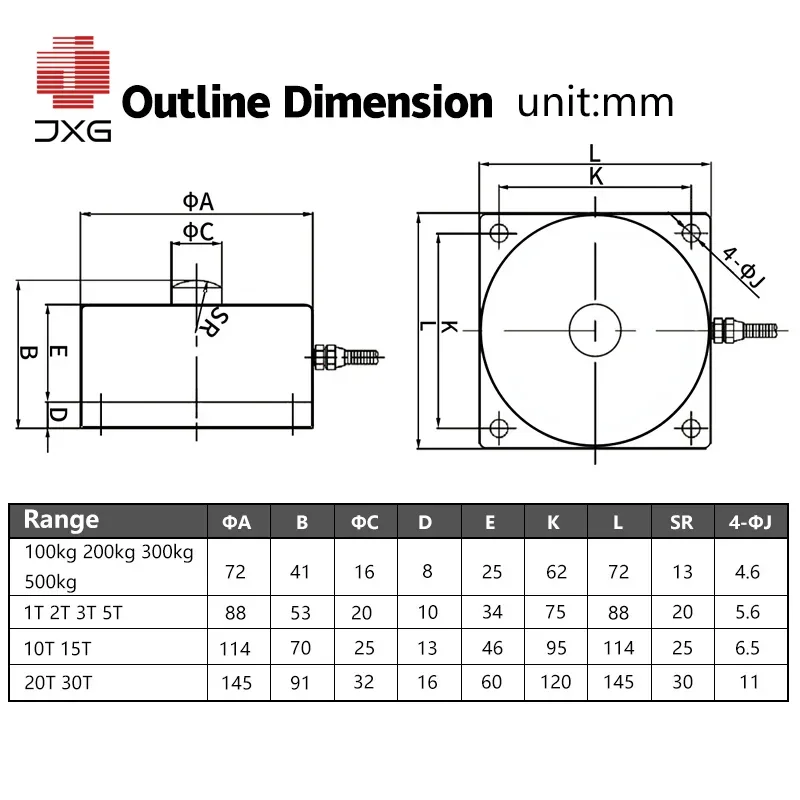 High Accuracy Factor Compression Weight Sensor Spoke Type Load Cell With Square Base 200KG 500KG 1T 2T 3T 5T 10T 20T 30T 50T