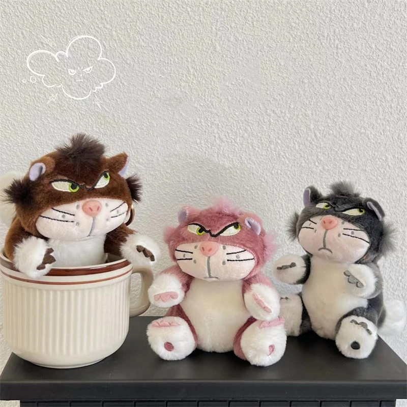 Llaveros de peluche de gato Lucifer de Disney, colgante de bolsa de juguete de 12cm, Kawaii, divertido, muñeco de gato gris, Animal de peluche, regalos de cumpleaños