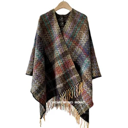 Autumn Winter Poncho Cloak Ethnic Style Tourism Holiday Outwear Knit Tassel Scarf Shawl Wraps With Sleeves for Women Capes Coat