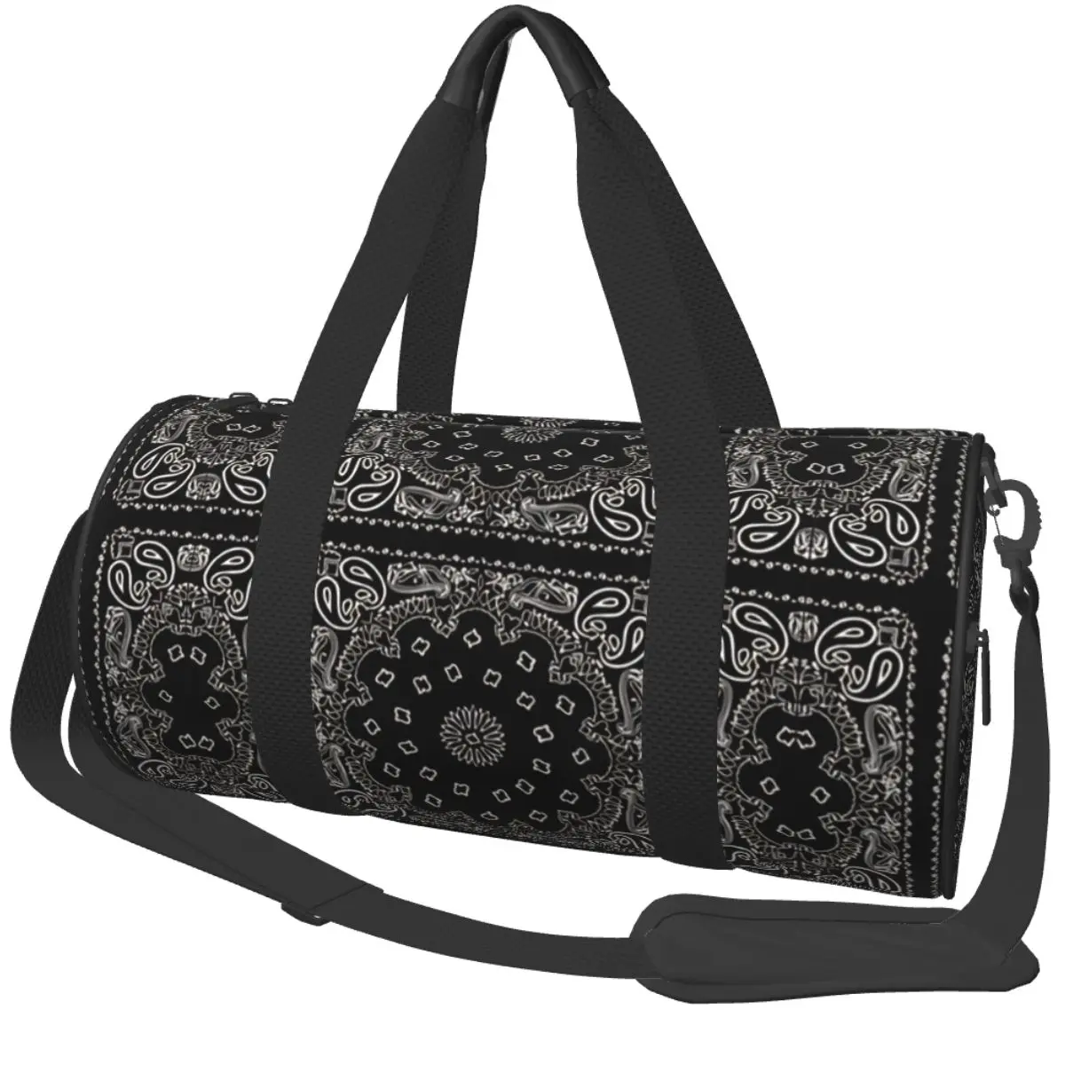 

Black Bandana Gym Bag Weekend Sports Bags with Shoes Training Custom Handbag Vintage Fitness Bag For Men