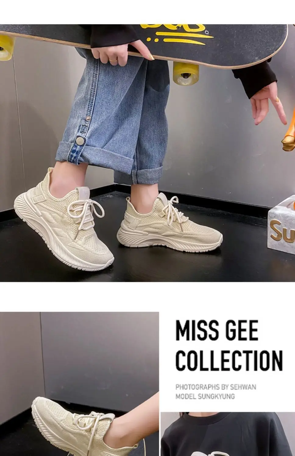 Atmungsaktive Damen-Mesh-Sneaker mit Wellensohle, dicker Plateau-Sohle, höhenverstellbar, leicht, zum Schnüren, für den Alltag, zum Gehen, Sport, Freizeit. – Detail 28