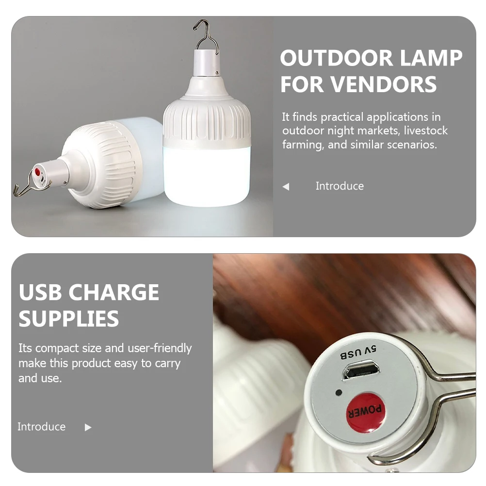 

USB Charge Bulb 40W LED Outdoor Home Emergency Rechargeable 80MM Night Market Vendor Lamp Gardening Tool