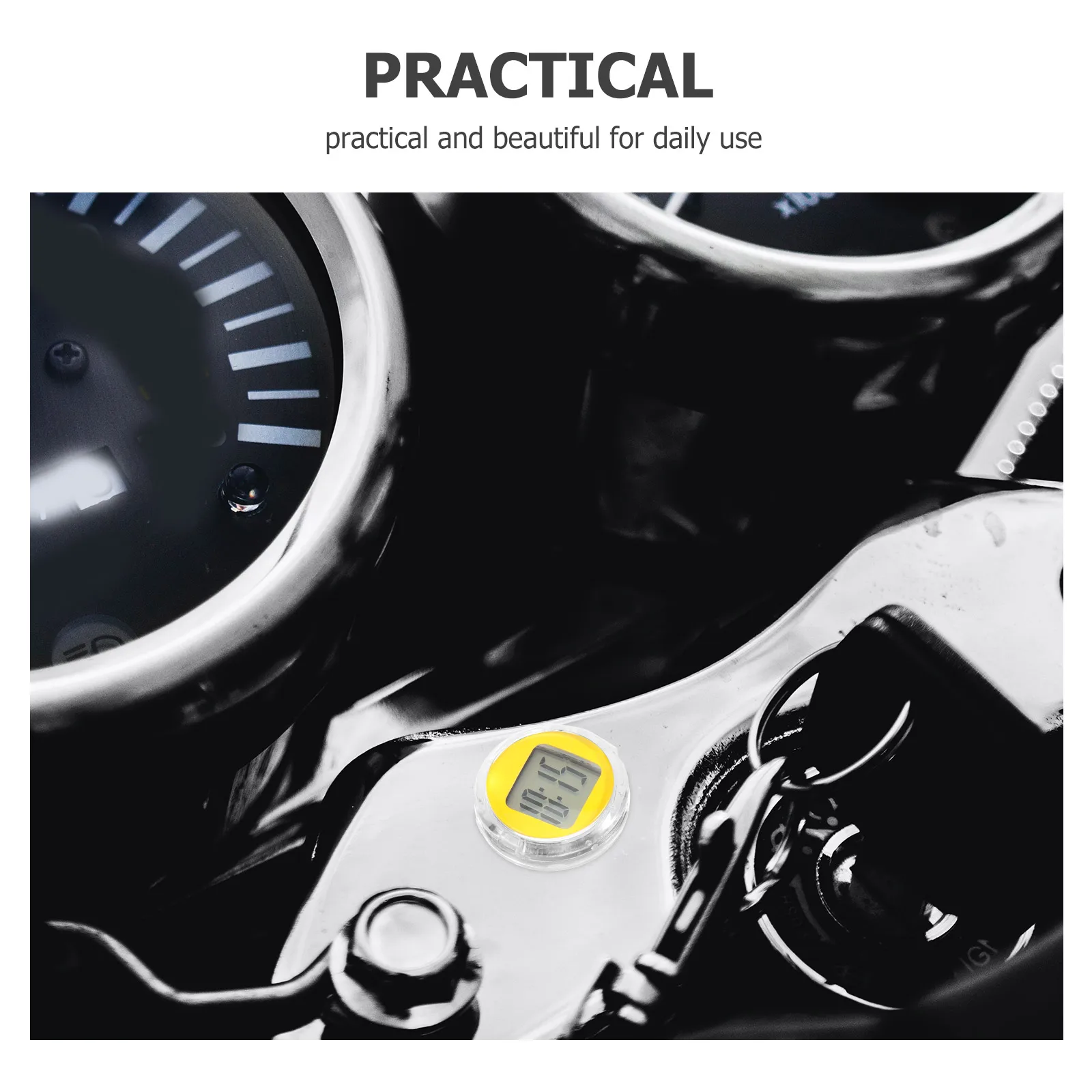 

Motorcycle Clock Mini Digital Yellow Operated Stick on Travel Clocks for Bike Car Scooter Waterproof Shockproof Easy