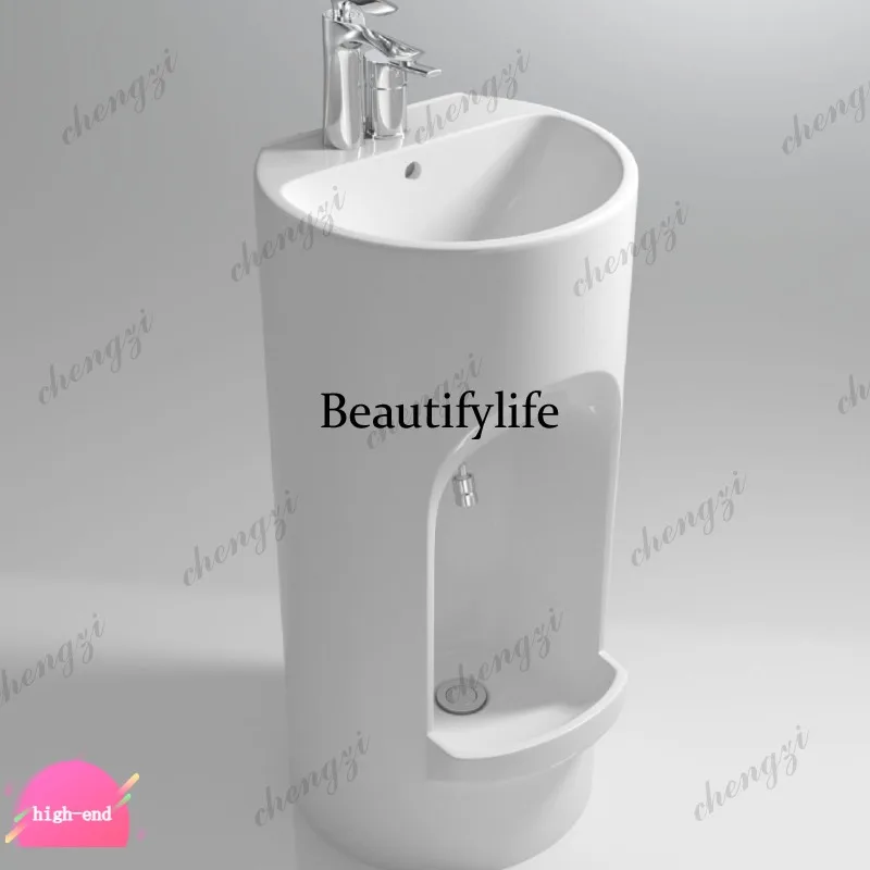 R134 Mosque supplies integrated column basin multi-functional hand wash face wash feet ceramic small clean basin