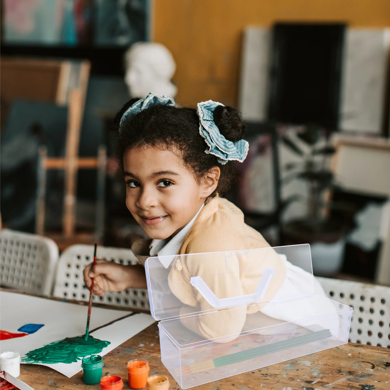 2 قطعة صندوق أدوات الخط الشفاف تصميم رائع للفن والرسم لوازم تخزين الخط صندوق أدوات حقيبة للتخزين #2