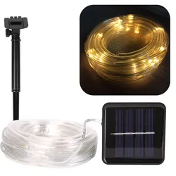 5M 10M 20M Outdoor Solar Rope Strip Lights 8 Modes LED Copper Wire Fairy Light Waterproof Tube Lamp for House LED Tree holiday