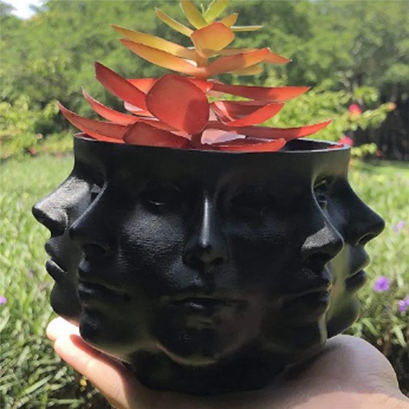 ABNM-maceta de estilo abstracto, molde para florero, maceta facetada con cara humana