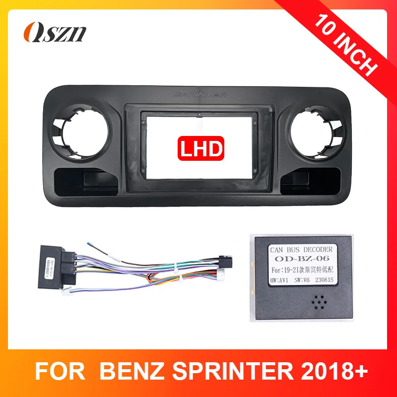 Car Radio Fascia For BENZ SPRINTER 2018 2019 2020 2021 LHD Stereo Dash Board Mount Frame10.1 inch CAN bus box  cable