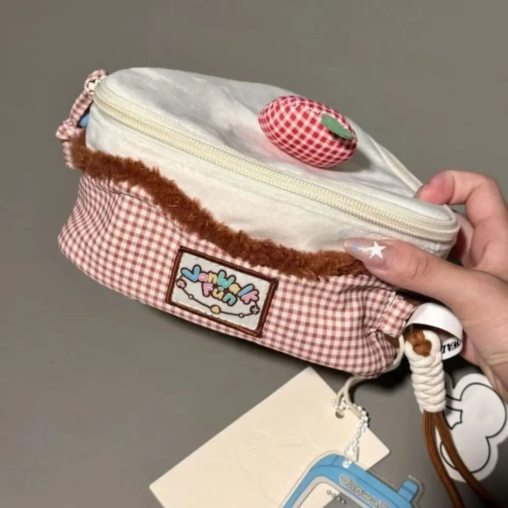 Kawaii Cherry Makeup Bag Triangular Cake Flip Design Toiletry Bag Large-capacity Cosmetic Pouch Home