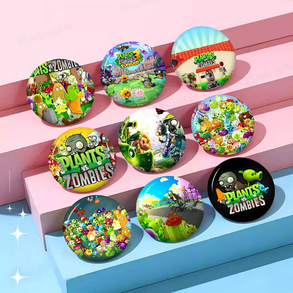 AZNM Plants vs Zombies Game Creative Tinplate Soft Button Pins Animal Icon Brooch Lapel Backpack Badge Accessories Pin