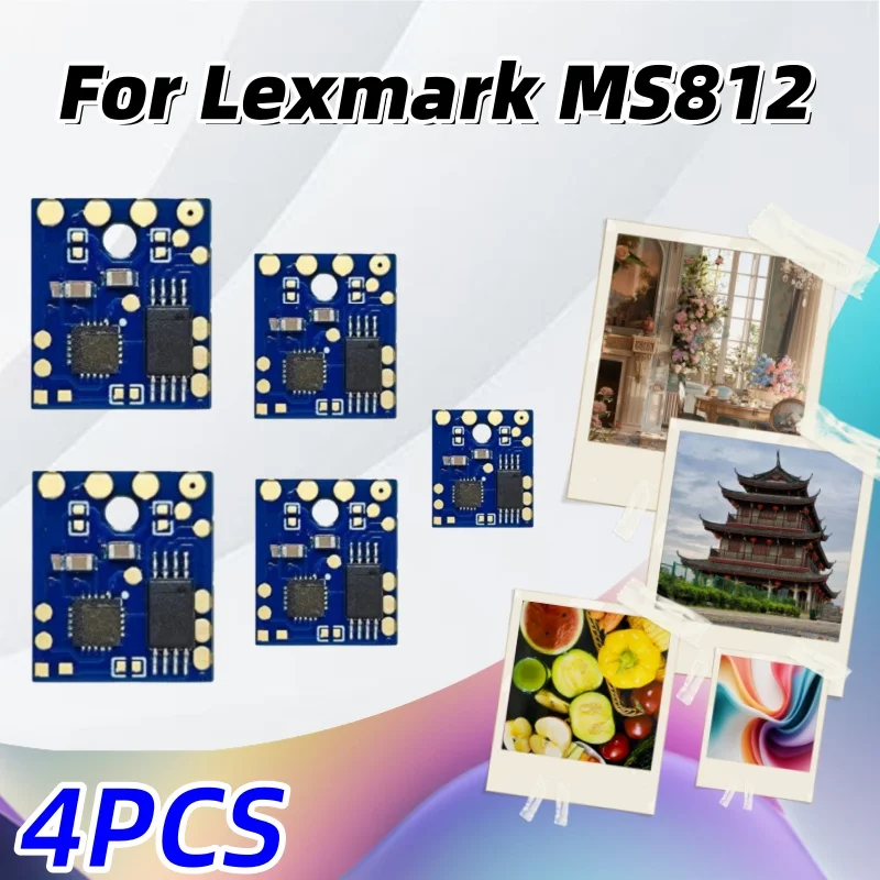 

4 шт. чип тонера MS811 45K для Lexmark MS812 MX711 MX810 MX811 MX812 52D1X00 (521X) 52D2X00 (522X) 52D4X00 62D2X00 62D4X0E