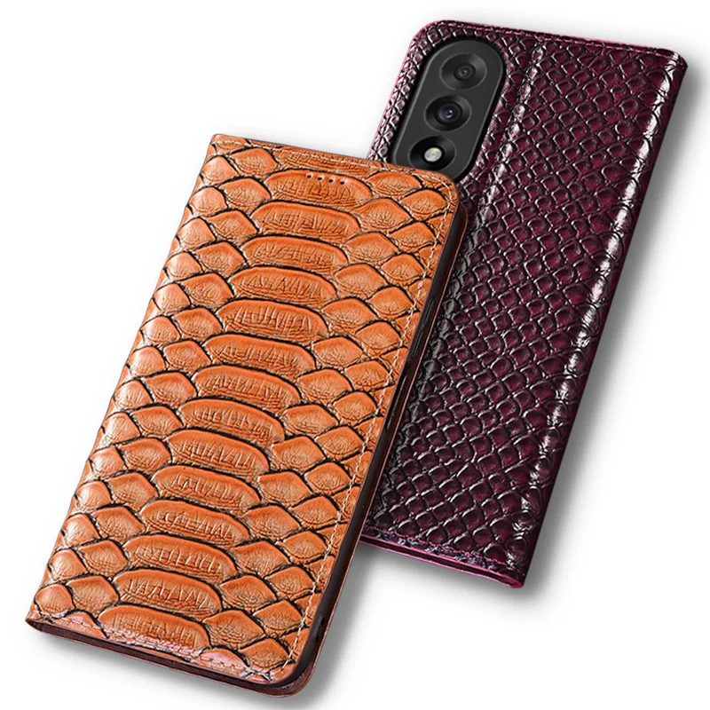 

Flip Cases For OnePlus Nord 5 CE5 5G Python Pattern Magnetic Case Cover Luxury Cowhide Genuine Leather Card Pocket Wallet Covers