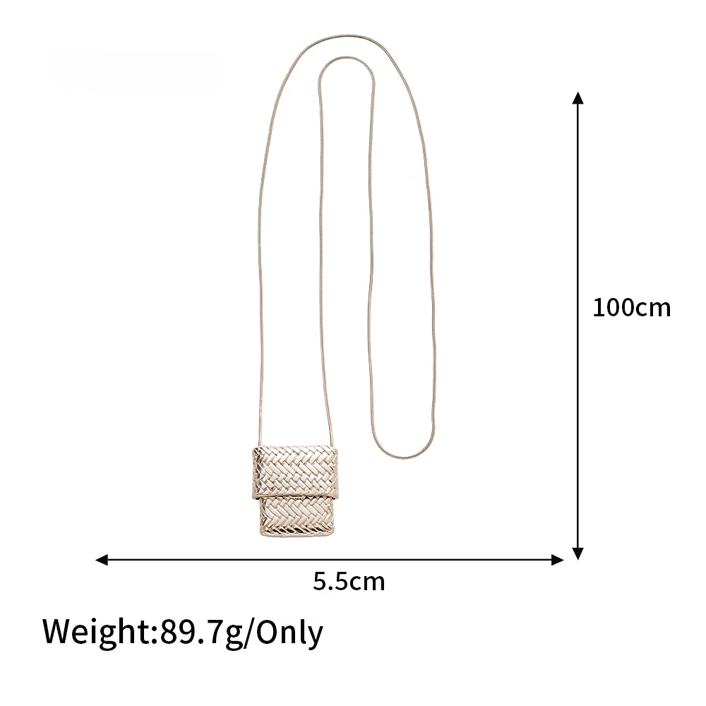 Unique Design Bag Long Necklace Women\'s Fashion Silver Color Woven Bags Pendant Necklace Sweater Chain Hanging Jewelry Gifts