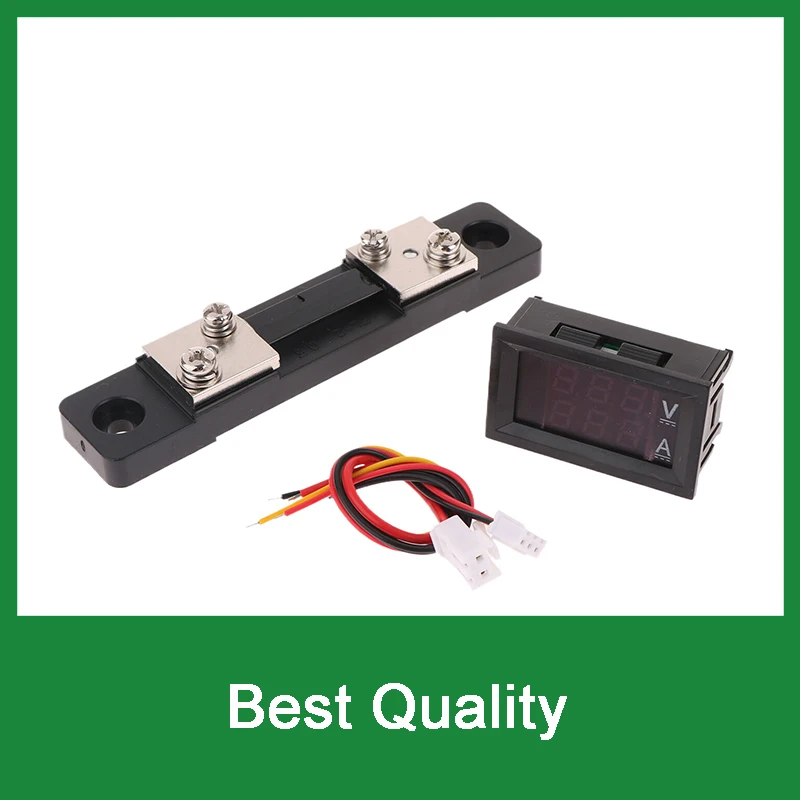 0.28 "Dual LED Display Mini Digital Volt Amp Meter: DC 0-100V 50A, with Voltage Current Detection and Shunt.