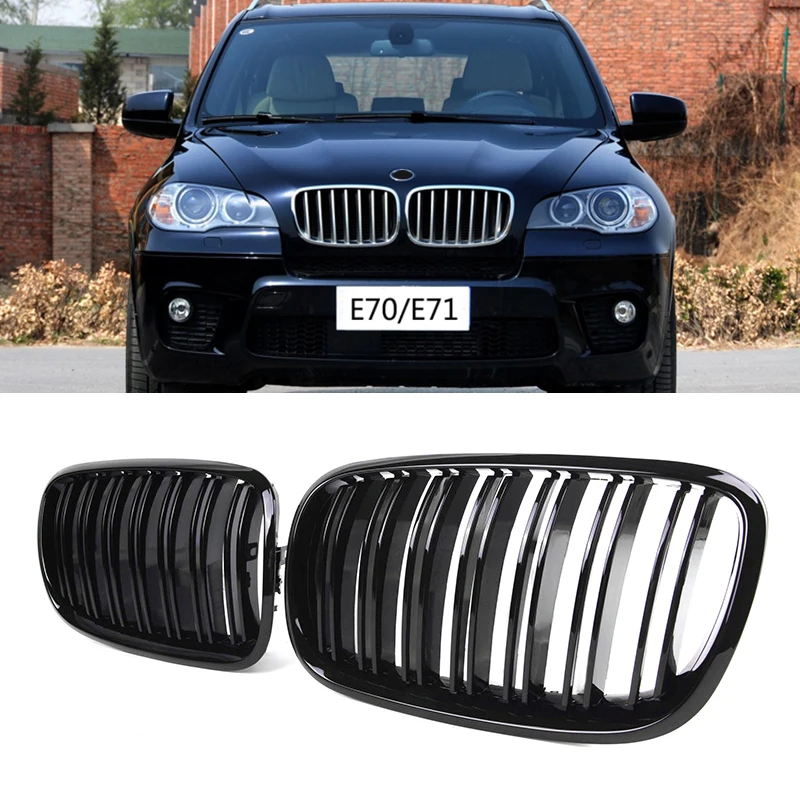 1 Pair M Color Front Grill Double Slat Front Kidney Grill Bumper Grille For BMW X5 E70 X6 E71 E72 2007-2013 Auto Accessories