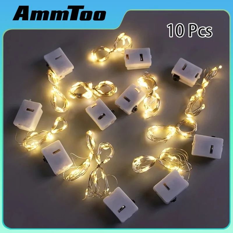 AmmToo 10 Pack Waterproof Mini Fairy Lights Copper With 3 Speed Modes for Christmas Decorations and Outdoor Use Battery Powered