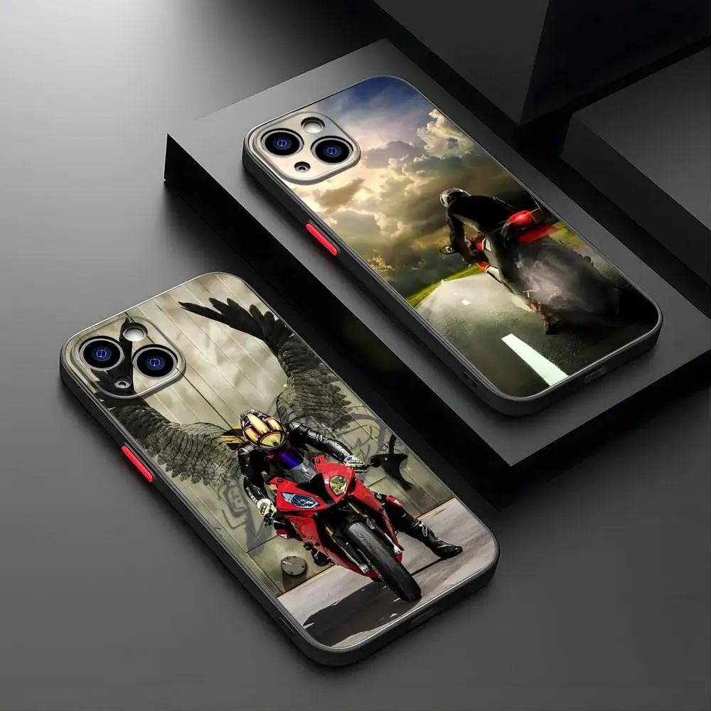 Fashion Sports Motorcycle Phone Case For IPhone 15 Pro Max 14 Pro 13 11 12 Mini Xs X Xr 7 8 Plus Se Matte Translucent Back Cover