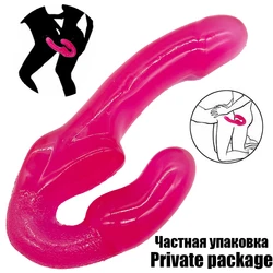 G Spot Strapless Strapon Anal Prostate Massager Dildo Female Double Vibrating Adult Sex Toys for Women Couple No Vibrator