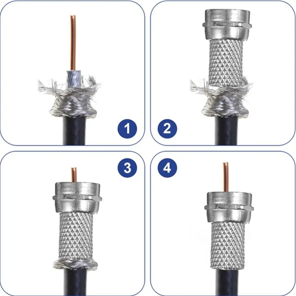 10Pcs 75 Ohm RG6 F Type Cable Connector 75-5 Copper F Type Coaxial Adapter Screw On Type Twist On Design