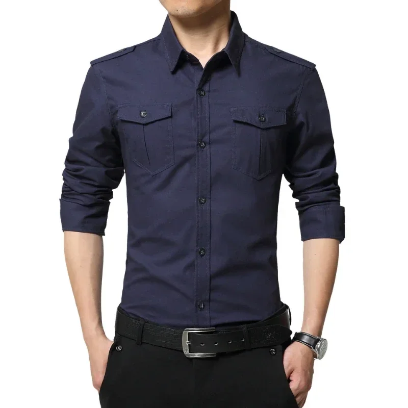 New Arrival Men\'s Shirts Autumn New Long Sleeve Cotton Cargo Casual Dress Shirt Men Military Tactical Man Shirts Big Size 5XL