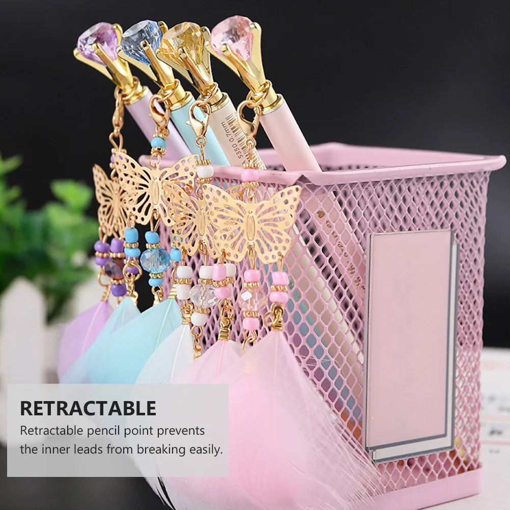 

2Pcs Pendant Mechanical Pencil Diamond Metal Sketch Drawing Pen Student Stationery Break Resistant School Office Supply