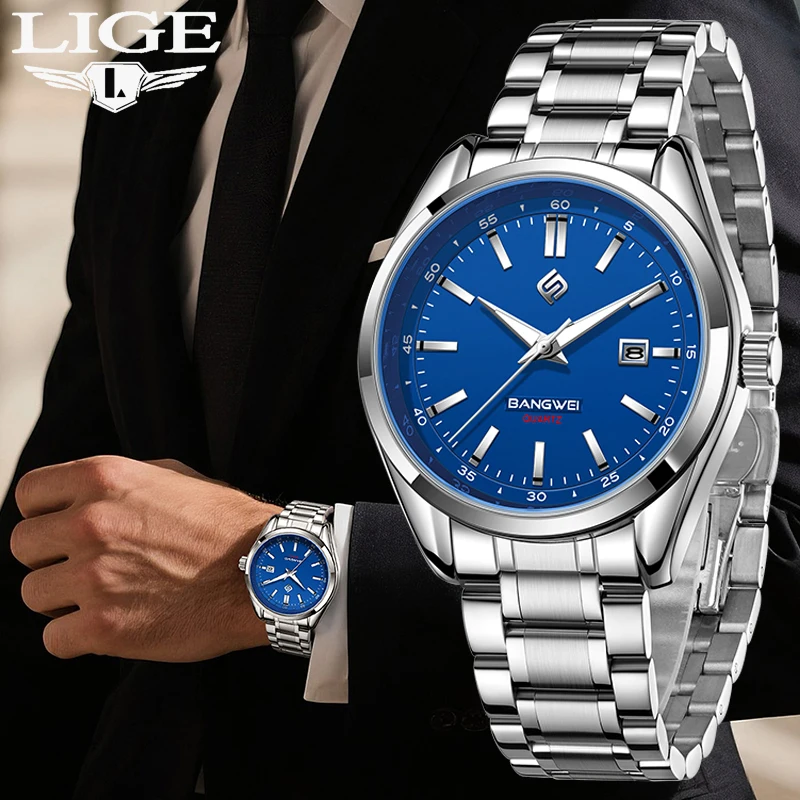 

BANGWEI 2026 мужские часы водонепроницаемые мужские наручные часы из нержавеющей стали светящиеся модные роскошные мужские часы кварцевые relogios masculino
