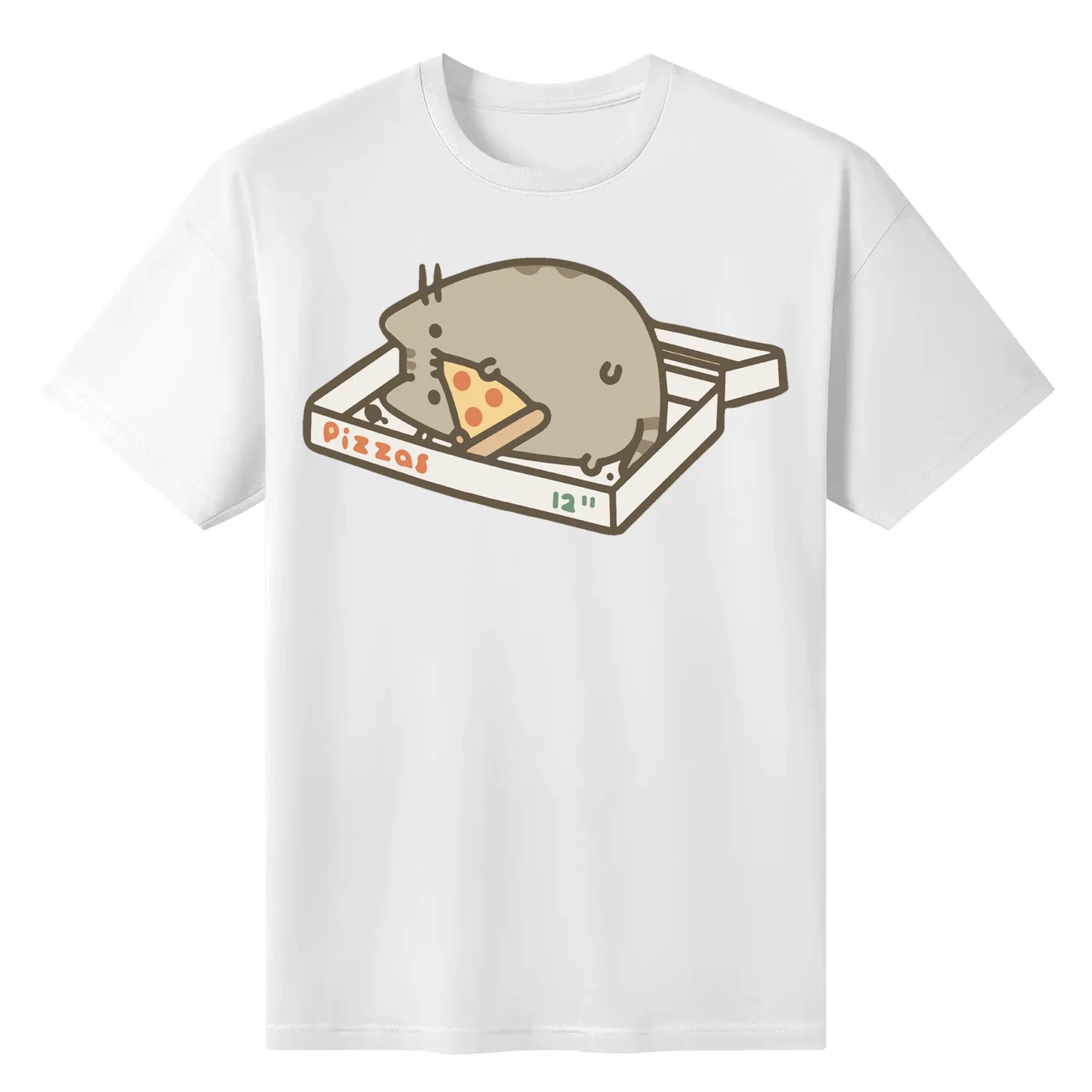 

The Cat Pizza Box Graphic Tshirts Men'S Clothing Short Sleeve Tops Cotton Tees Women'S Printed T-Shirt