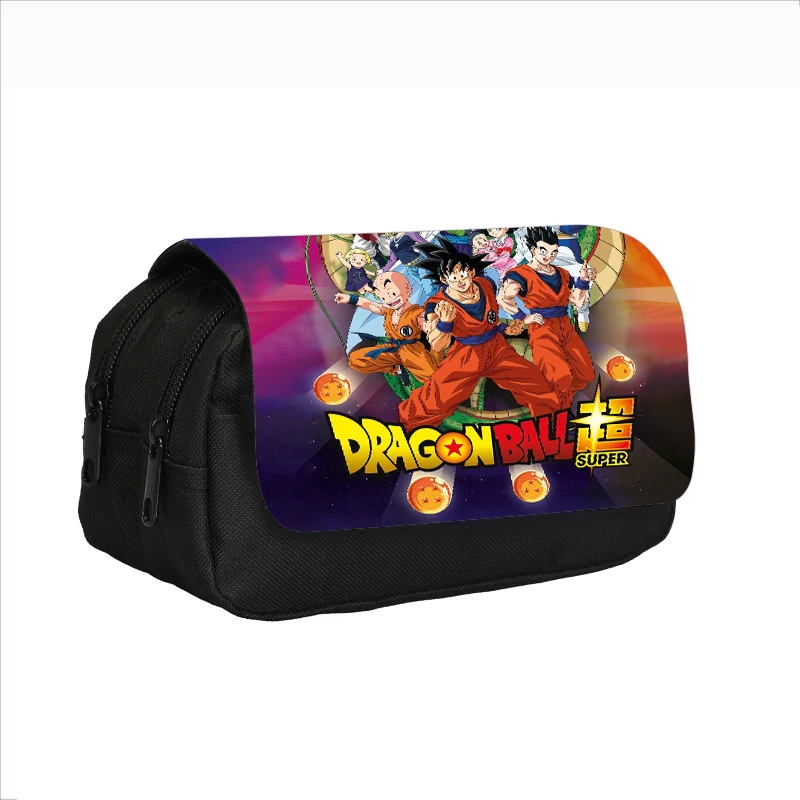 Dragon Ball Double layered Pencil Case Super Saiyan Goku Large Capacity Stationery Organizer Bag for Boy Girls Students Pen Bag