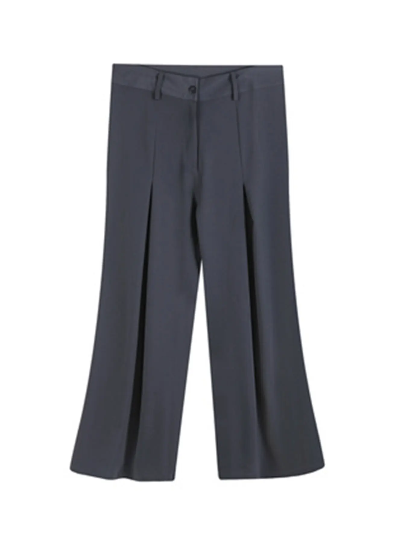 Pantaloni a gamba larga solidi taglie forti, pantaloni Casual a vita alta pieghettati, abbigliamento taglie forti da donna