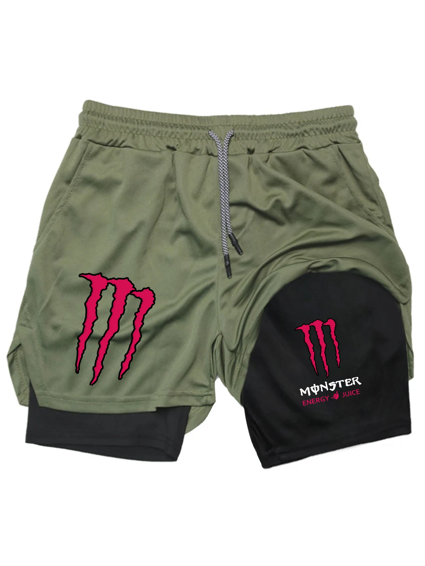 

Summer Monster Energy Claw Print Men's Double-Layer One-Piece Sports Shorts-Suitable for Adult Gym Training and Daily Use Shorts