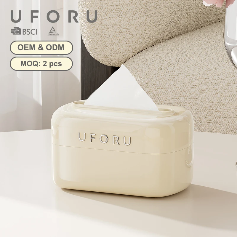 Uforu صندوق مناديل أكريليك لغرفة المعيشة والمنزل وسطح المكتب صندوق ورقي متعدد الوظائف صندوق ورقي ربيعي إبداعي