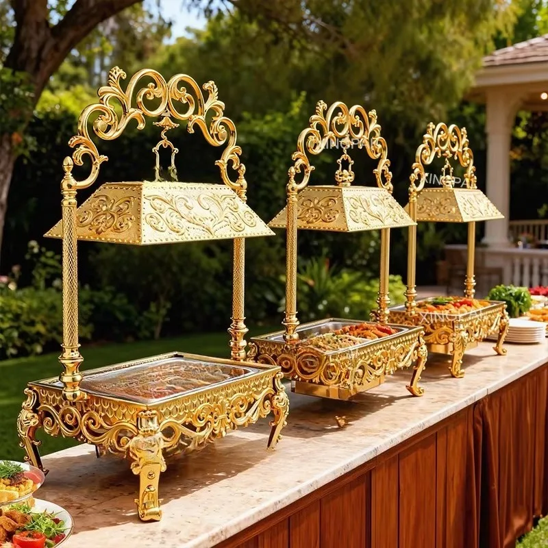 Star Pai Deluxe Gold Hanging Cover Hot Pot Buffet Set Hotel Wedding Serving Stainless Steel Food Warmer