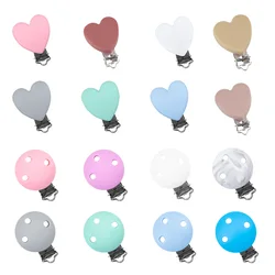 5Pcs/lot Round Silicone Clips Heart Baby Pacifier Clips Holder Silicone Dummy Pacifier Chain Accessories BPA-Free