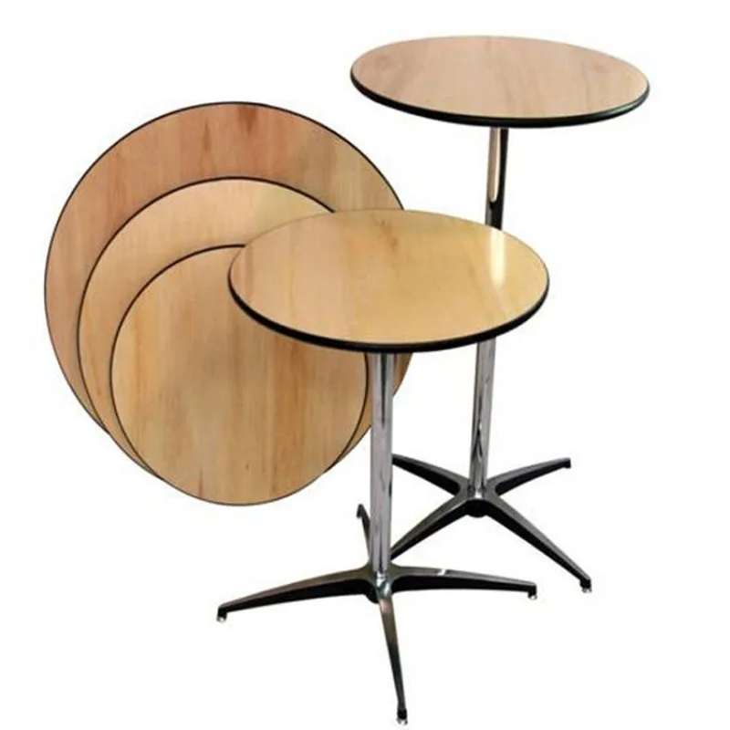 Cocktailtisch aus Massivholz, runder Bartisch, fester hoher Bartisch, klappbarer Esstisch für den Außenbereich