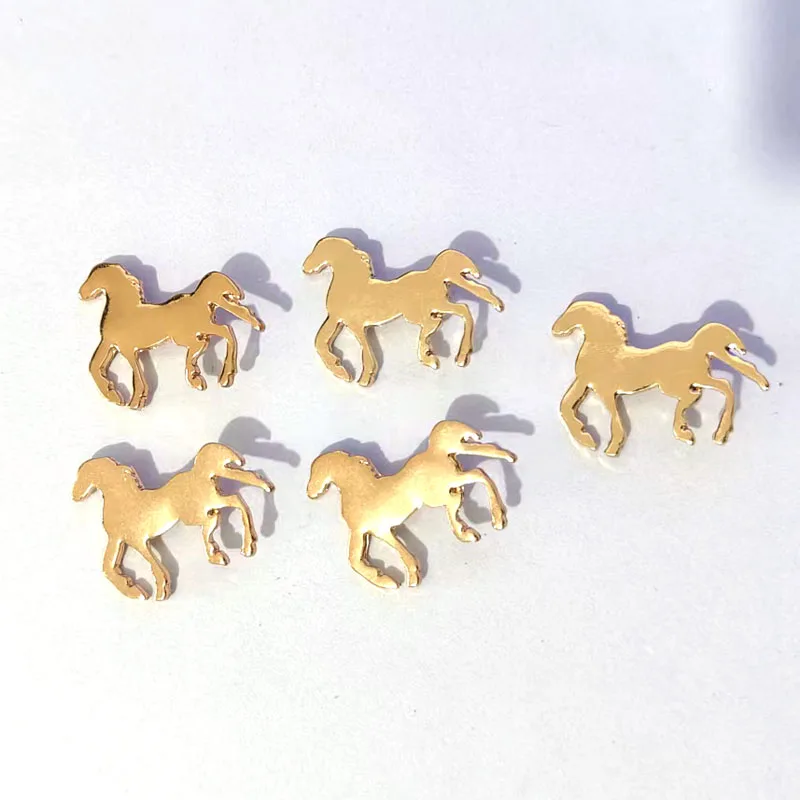 5pcs gold color and silver color glossy running horse charms for diy