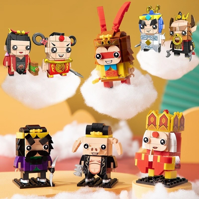 Monkey King Building Blocks Journey To The West Series Mini Tang Monk Pigsy Sandy Kid Assembled Ornaments Blocks Set Toys