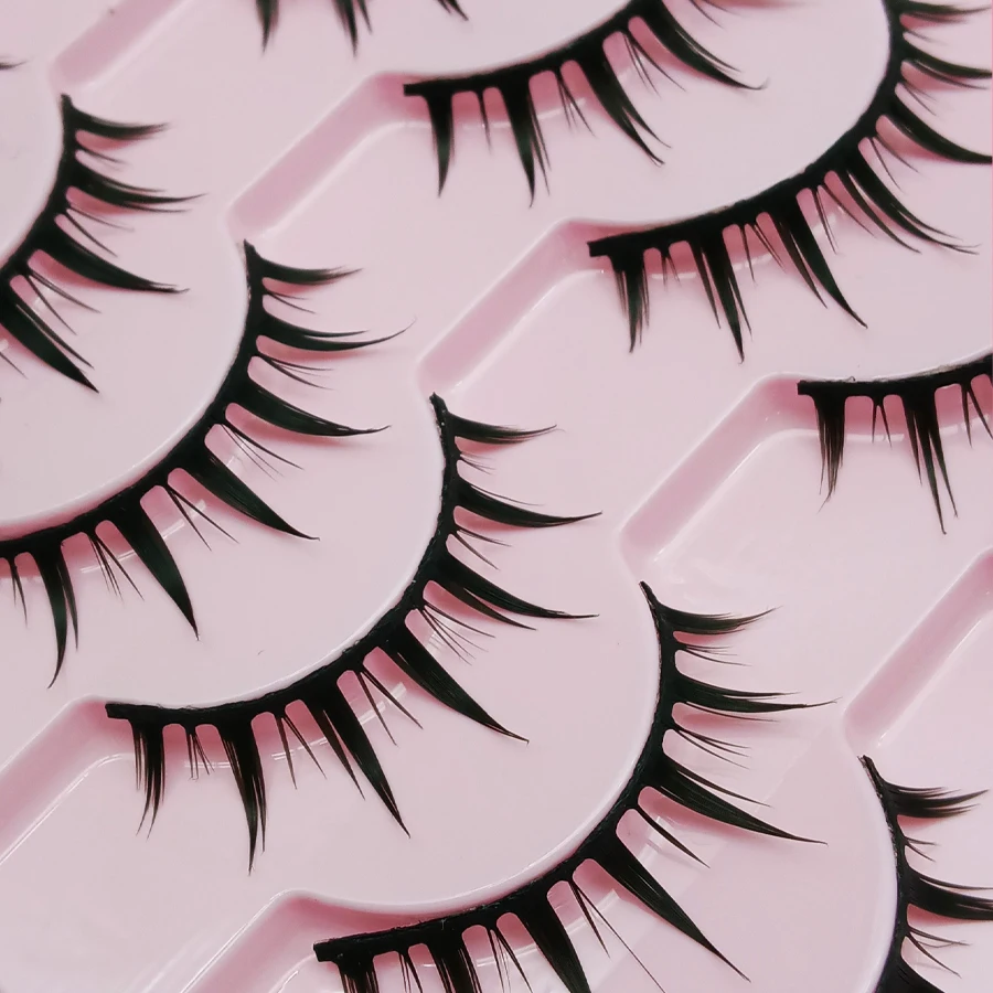 10 paia di diffusione naturale, punte a forma di croce, stile arricciatura naturale, adatto per ciglia finte per principianti