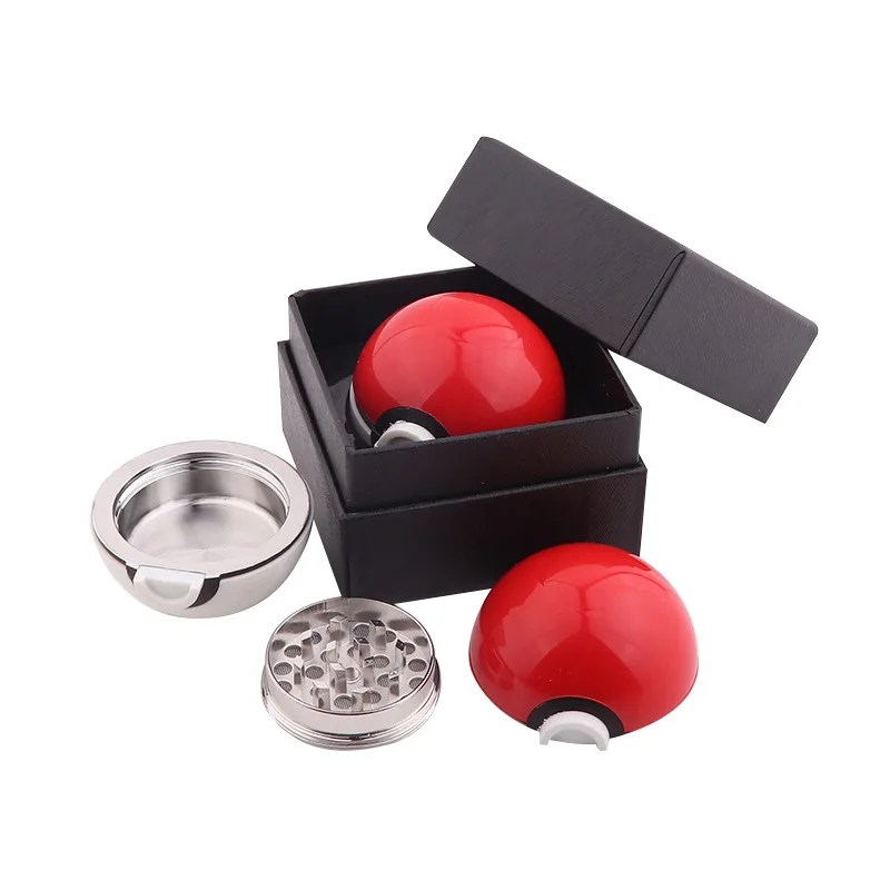 Penggiling Model Bola Pokémo Anime 55mm, Penggiling Herbal Bola Poké, Logam Zinc Alloy Plastik, Penggiling Logam 3 Bagian, Aksesoris Merokok